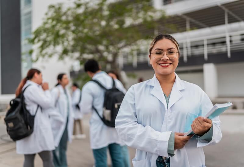 A student getting ready for the White Coat Ceremony at UAG School of Medicine
